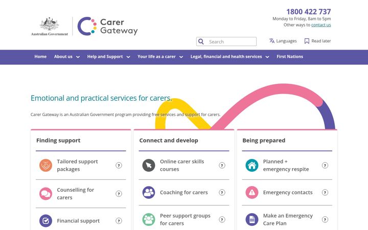 Screenshot of carergateway.gov.au