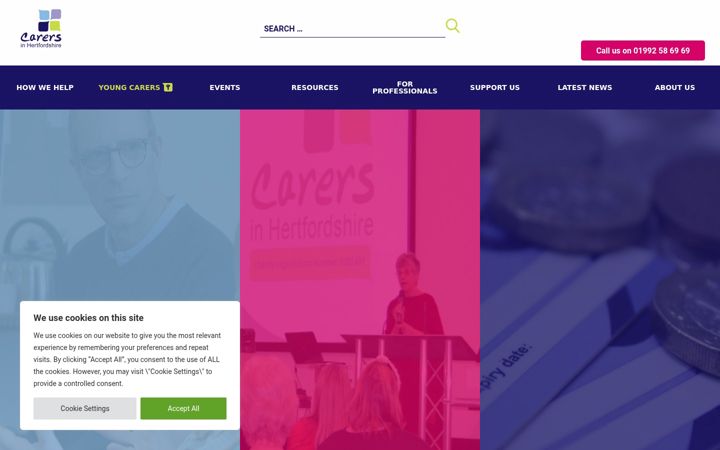 Screenshot of carersinherts.org.uk