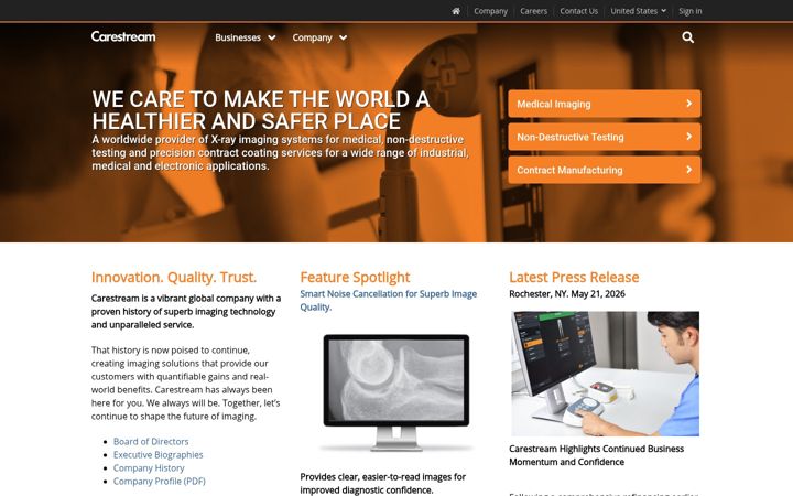 Screenshot of carestream.com