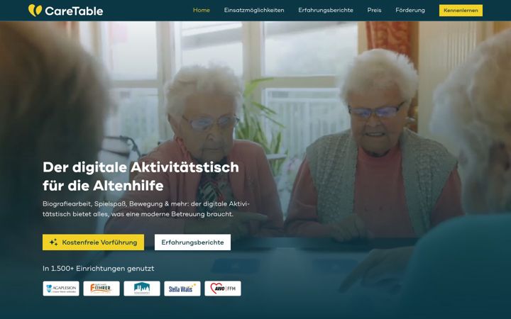 Screenshot of caretable.de