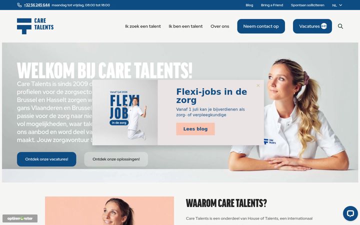 Screenshot of caretalents.be