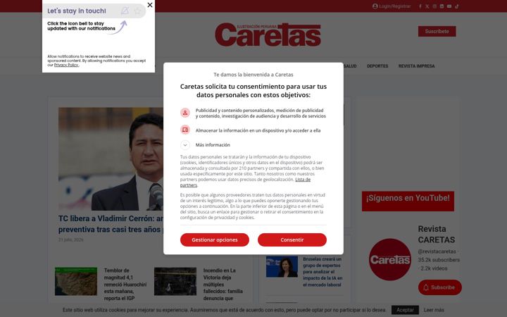 Screenshot of caretas.pe