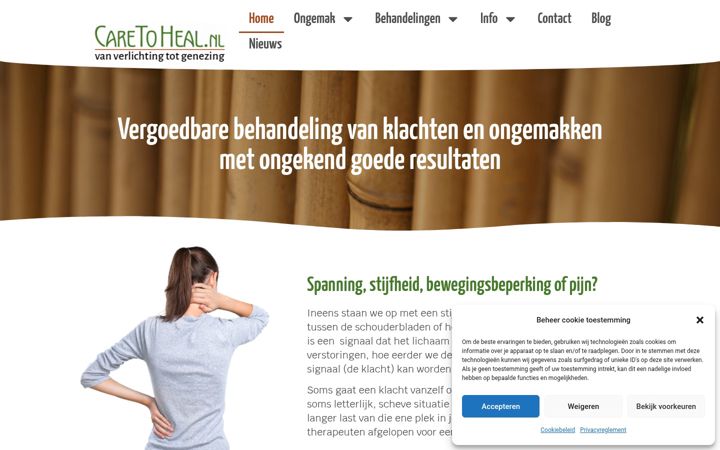 Screenshot van caretoheal.nl