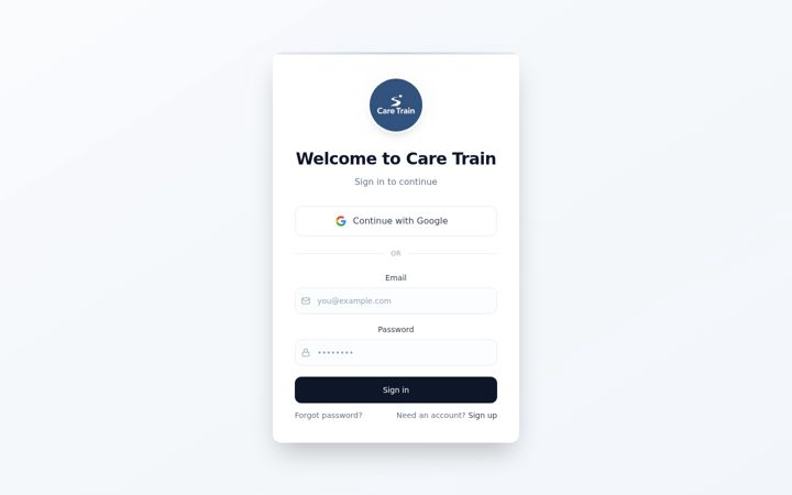 Screenshot of caretrain.site