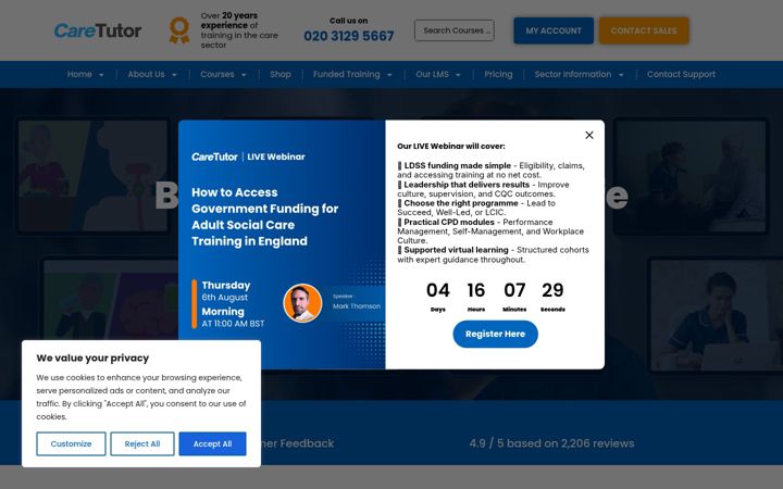 Screenshot van caretutor.org