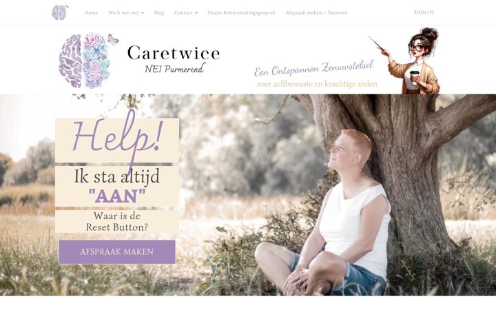 Screenshot van caretwice.nl