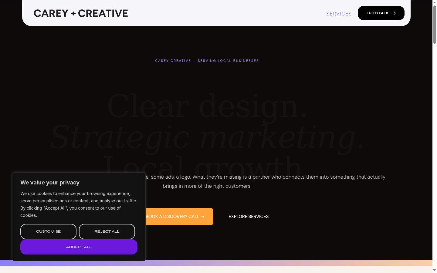 Screenshot of the consent banner shown before any interaction