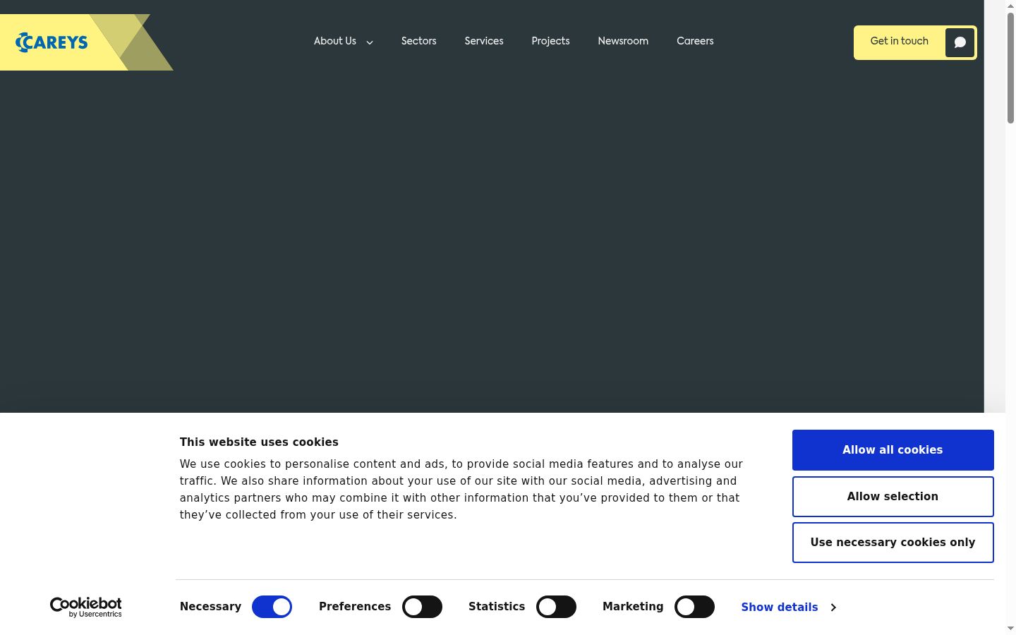 Screenshot of the consent banner shown before any interaction