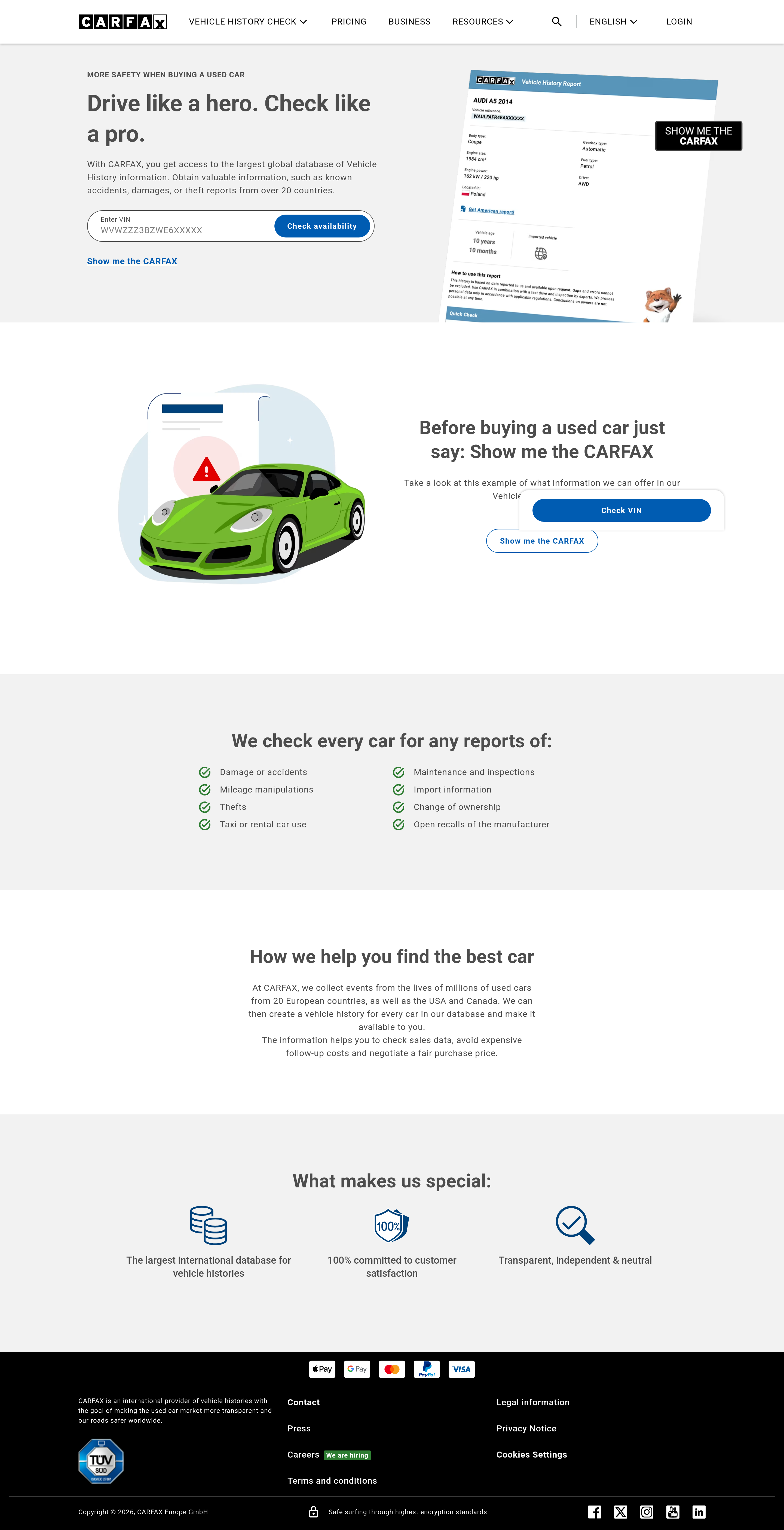Screenshot of carfax.com