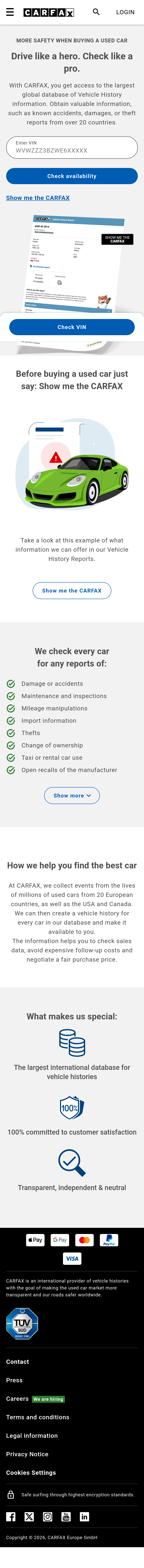 Mobile screenshot of carfax.com