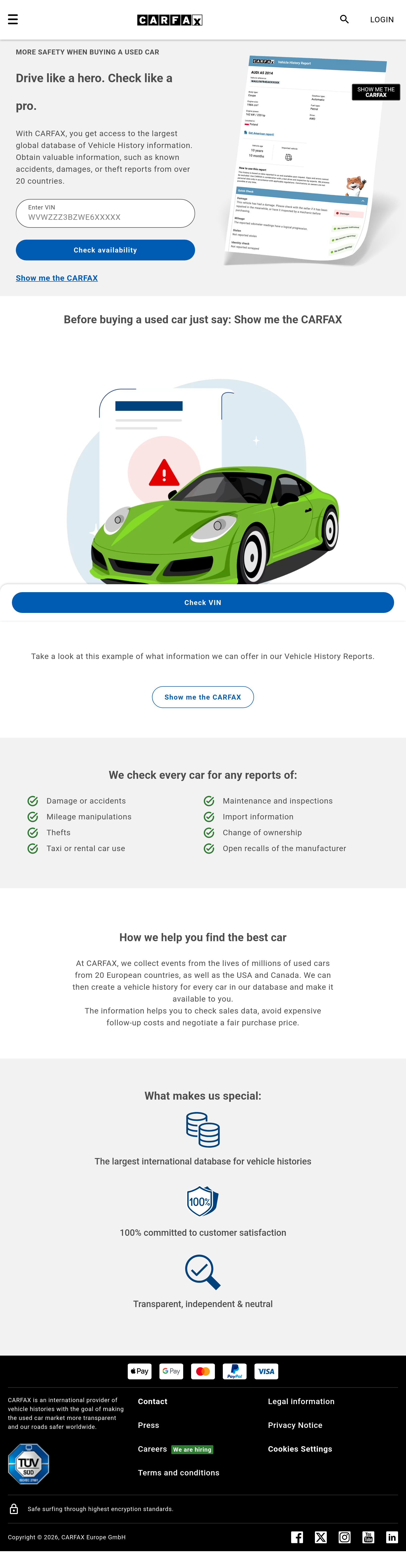 Tablet screenshot of carfax.com