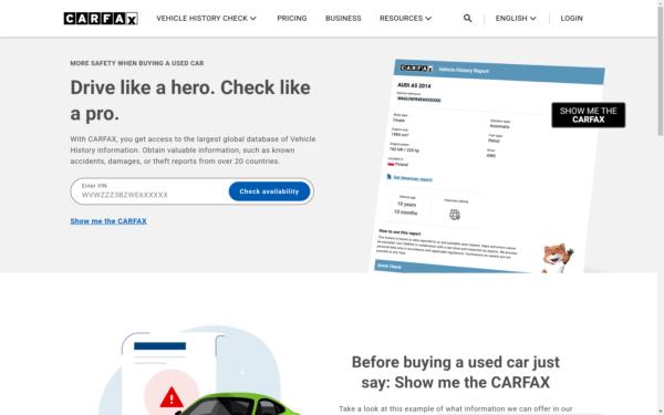 Screenshot of carfax.com