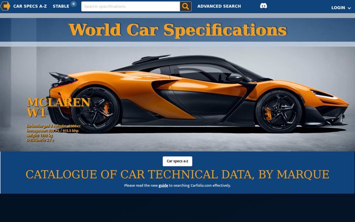 Screenshot of carfolio.com