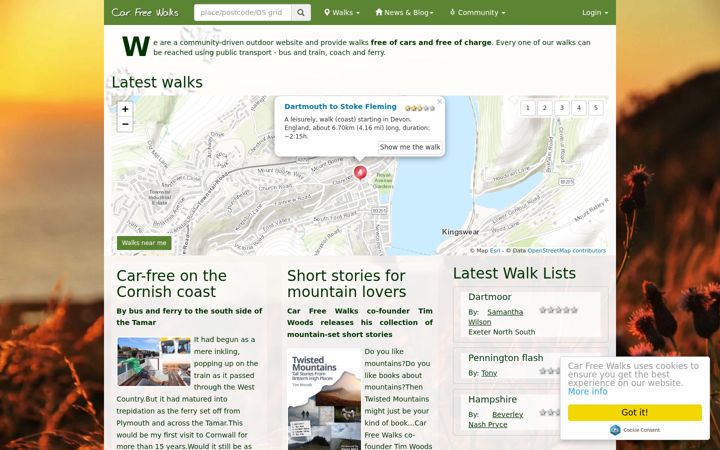 Screenshot of carfreewalks.org