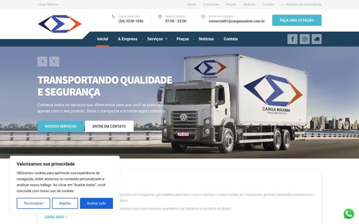 Screenshot of cargamaxima.com.br