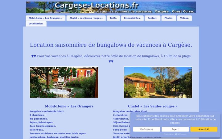 Screenshot of cargese-locations.fr