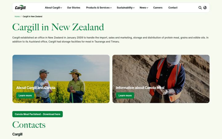 Screenshot of cargill.co.nz