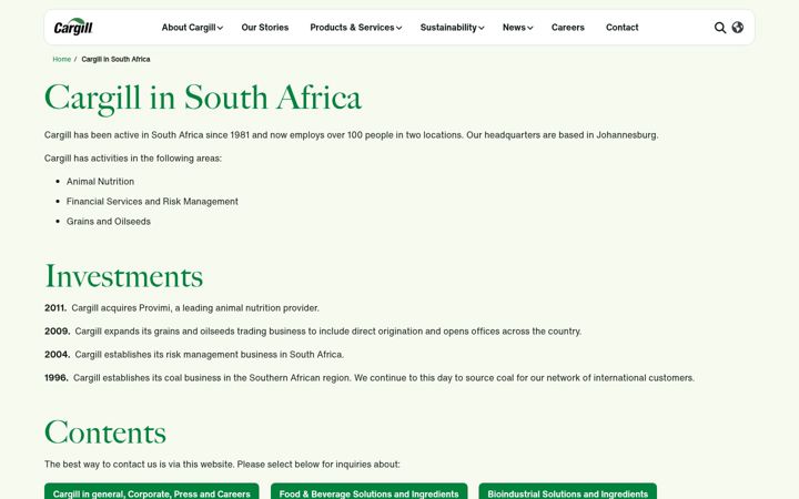 Screenshot of cargill.co.za