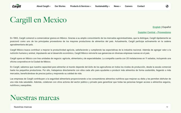 Screenshot of cargill.com.mx