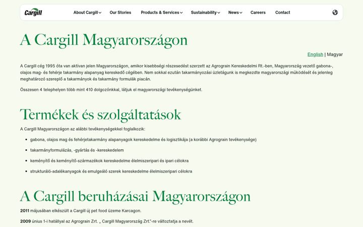 Screenshot of cargill.hu