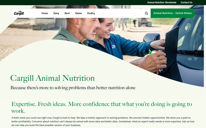 Screenshot of cargillanimalnutrition.com