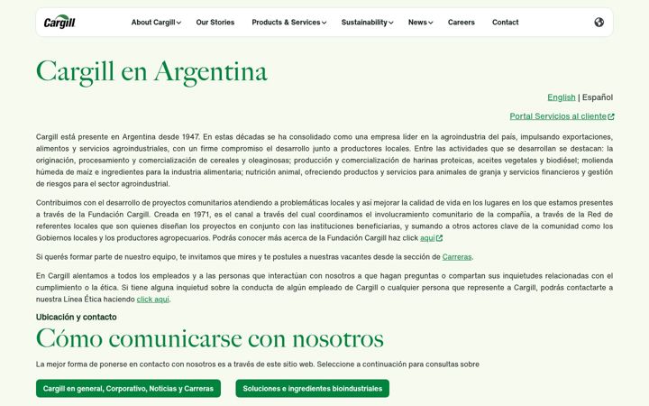 Screenshot of cargillargentina.com.ar