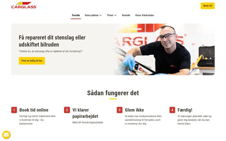 Screenshot of carglass.dk