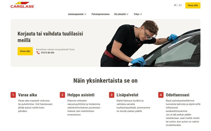 Screenshot von carglass.fi