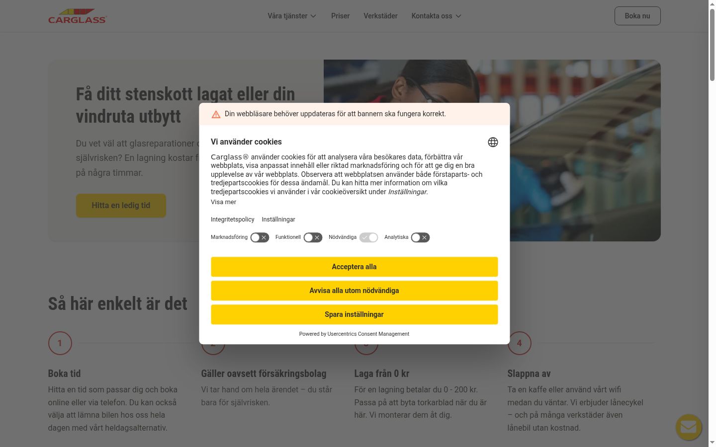 Snimka zaslona bannera za privolu prikazanog prije bilo kakve interakcije