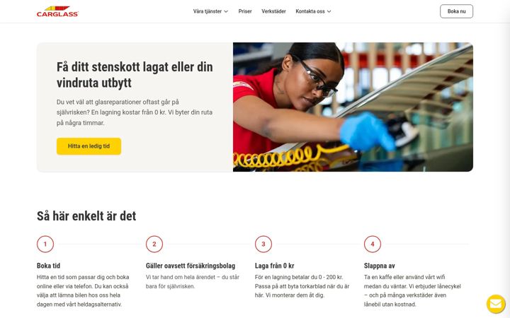 Screenshot of carglass.se
