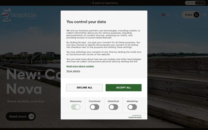 Screenshot of cargobikeofsweden.se