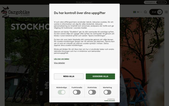 Screenshot of cargobikestockholm.se