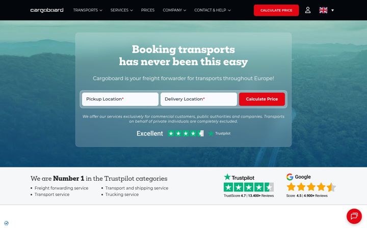 Screenshot of cargoboard.com