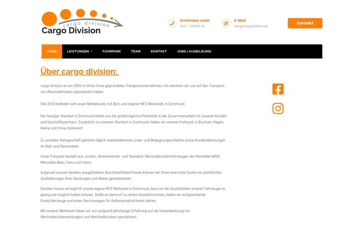Skærmbillede af cargodivision.de