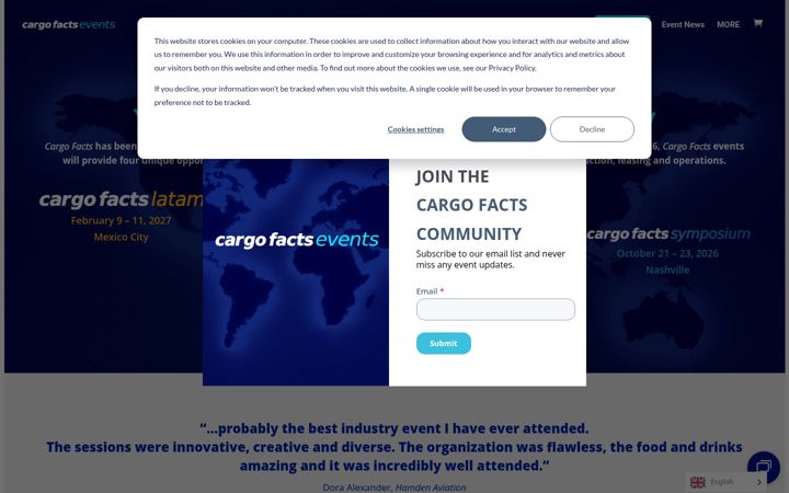Screenshot of cargofactsevents.com