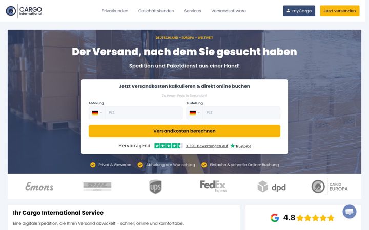 Screenshot of cargointernational.de