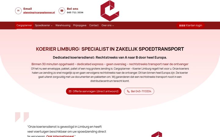 Screenshot of cargoplanner.nl