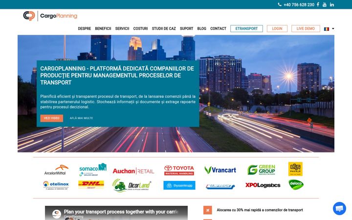 Screenshot of cargoplanning.com