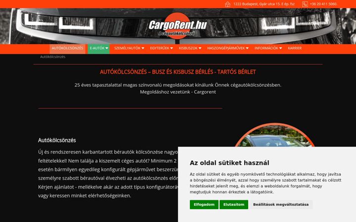 Ekrānuzņēmums no cargorent.hu