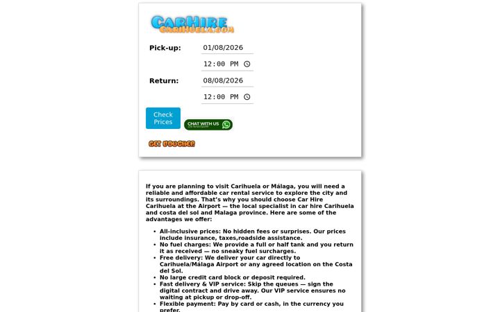 Screenshot of carhirecarihuela.com