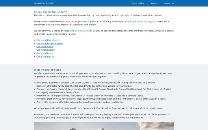 Screenshot of carhireintuscany.com