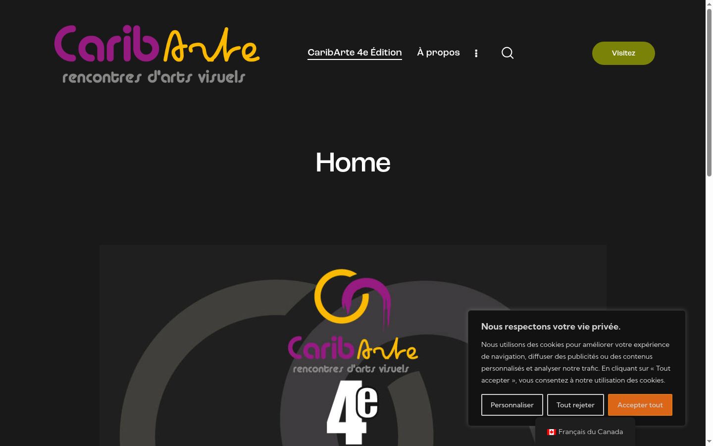 Captura de ecrã do banner de consentimento apresentado antes de qualquer interação