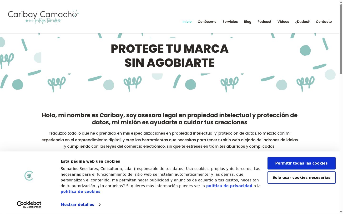 Captura de ecrã do banner de consentimento apresentado antes de qualquer interação