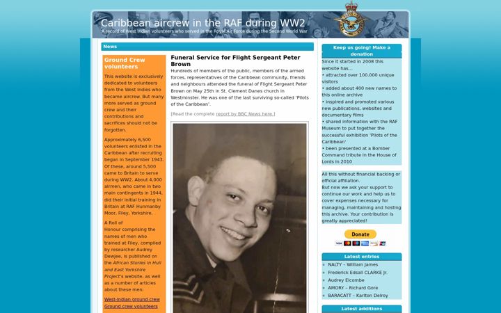 Screenshot of caribbeanaircrew-ww2.com