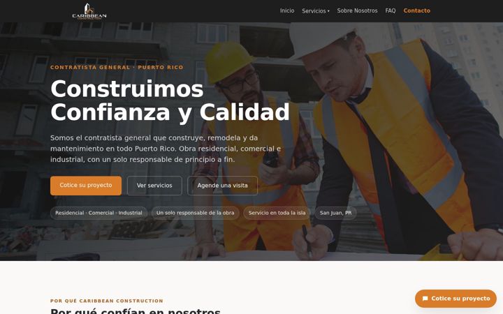 Screenshot of caribbeanconstructionpr.com
