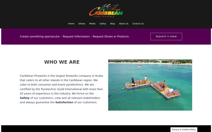 Screenshot of caribbeanfireworks.com