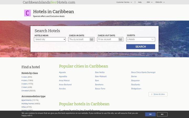 Screenshot of caribbeanislandsbesthotels.com