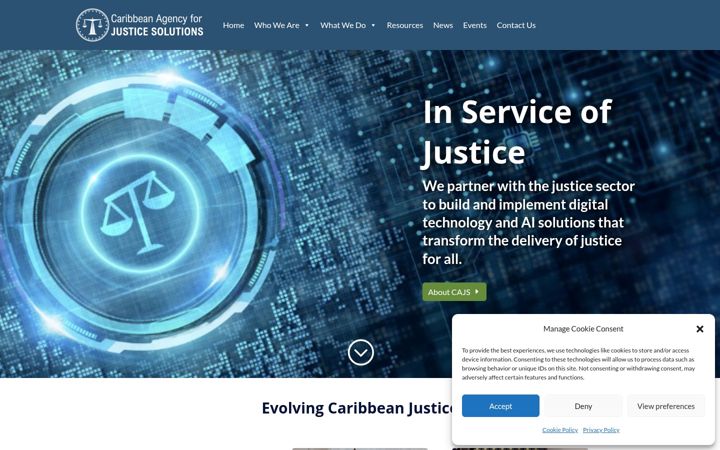 Posnetek zaslona caribbeanjustice.org