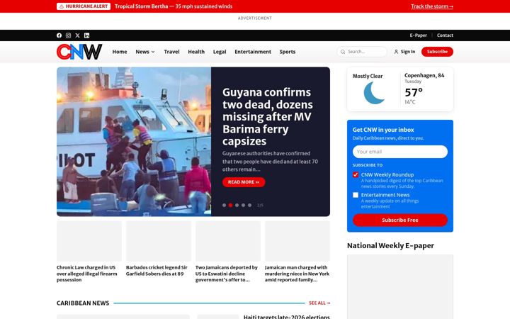 Screenshot of caribbeannationalweekly.com