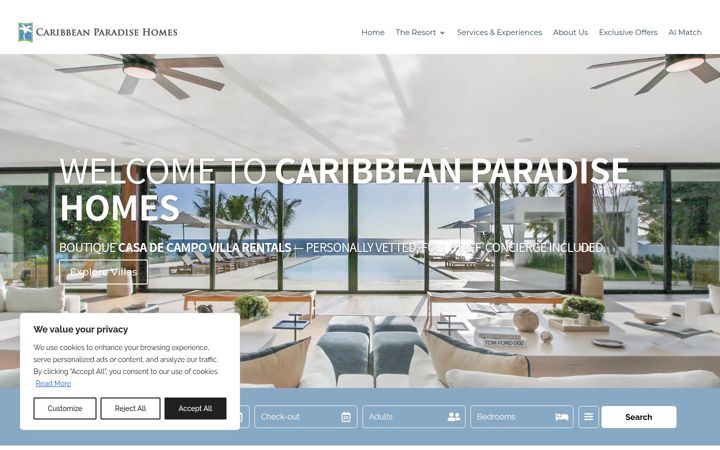 Screenshot of caribbeanparadisehomes.com